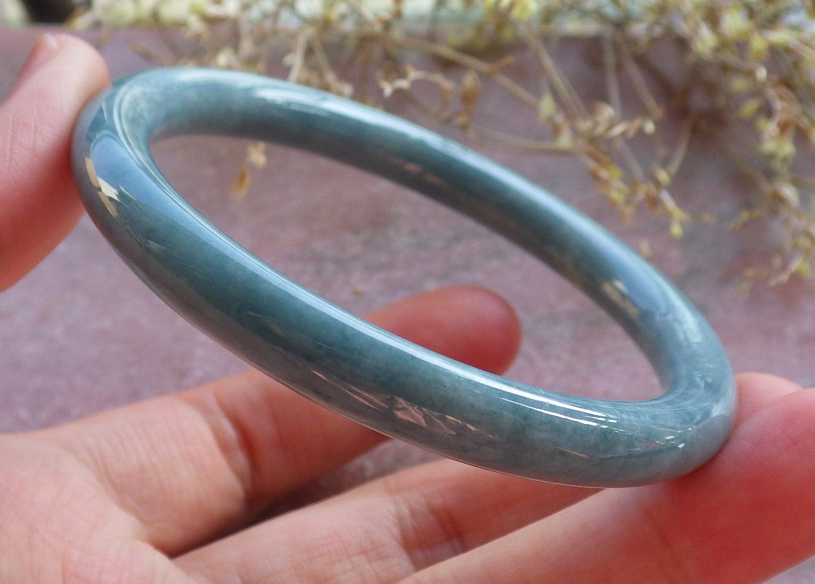 Certified Green Burma 100% Natural A JADE Jadeite Circle Bangle Bracelet 58 mm 手镯 642148  TN