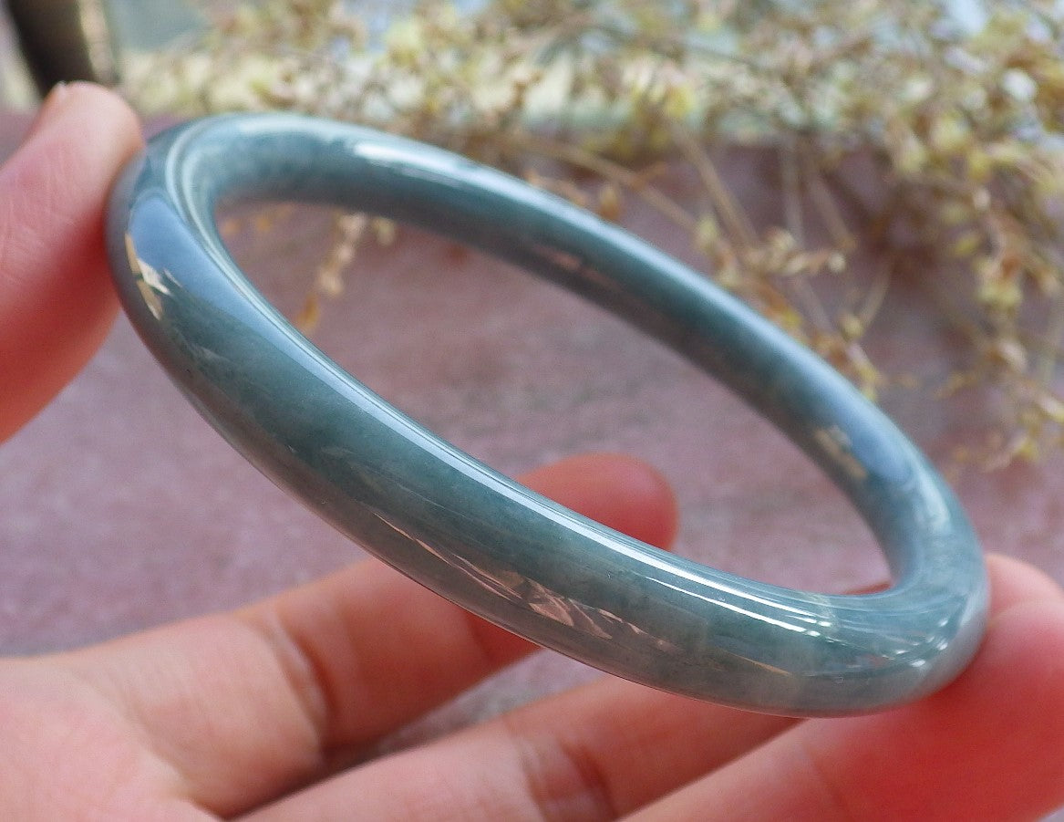 Certified Green Burma 100% Natural A JADE Jadeite Circle Bangle Bracelet 58 mm 手镯 642148  TN