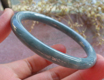 Certified Green Burma 100% Natural A JADE Jadeite Circle Bangle Bracelet 58 mm 手镯 642148  TN