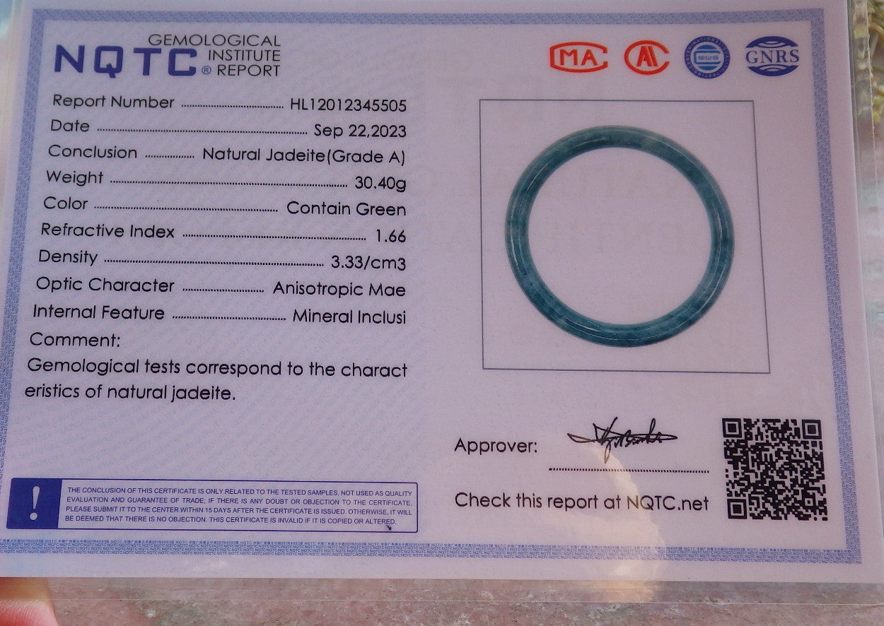Certified Green Burma 100% Natural A JADE Jadeite Circle Bangle Bracelet 58 mm 手镯 642148  TN