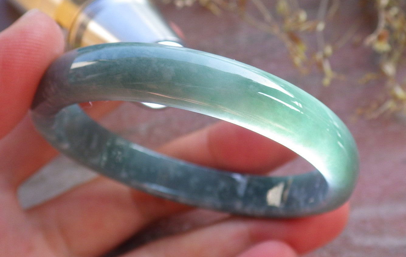 Certified Icy Green Burma 100% Natural A JADE Jadeite Bangle Bracelet 50 mm 手镯 642157 TN  Small Size