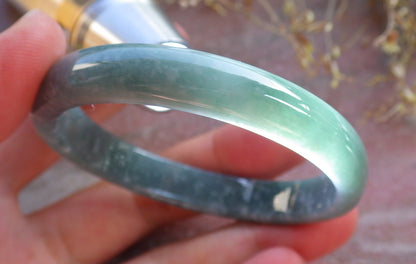 Certified Icy Green Burma 100% Natural A JADE Jadeite Bangle Bracelet 50 mm 手镯 642157 TN  Small Size