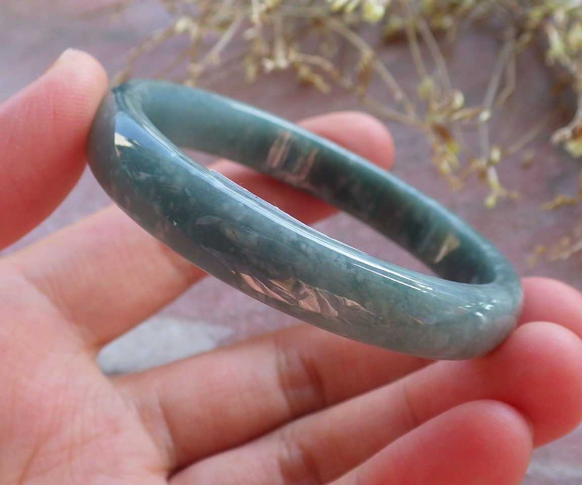 Certified Icy Green Burma 100% Natural A JADE Jadeite Bangle Bracelet 50 mm 手镯 642157 TN  Small Size