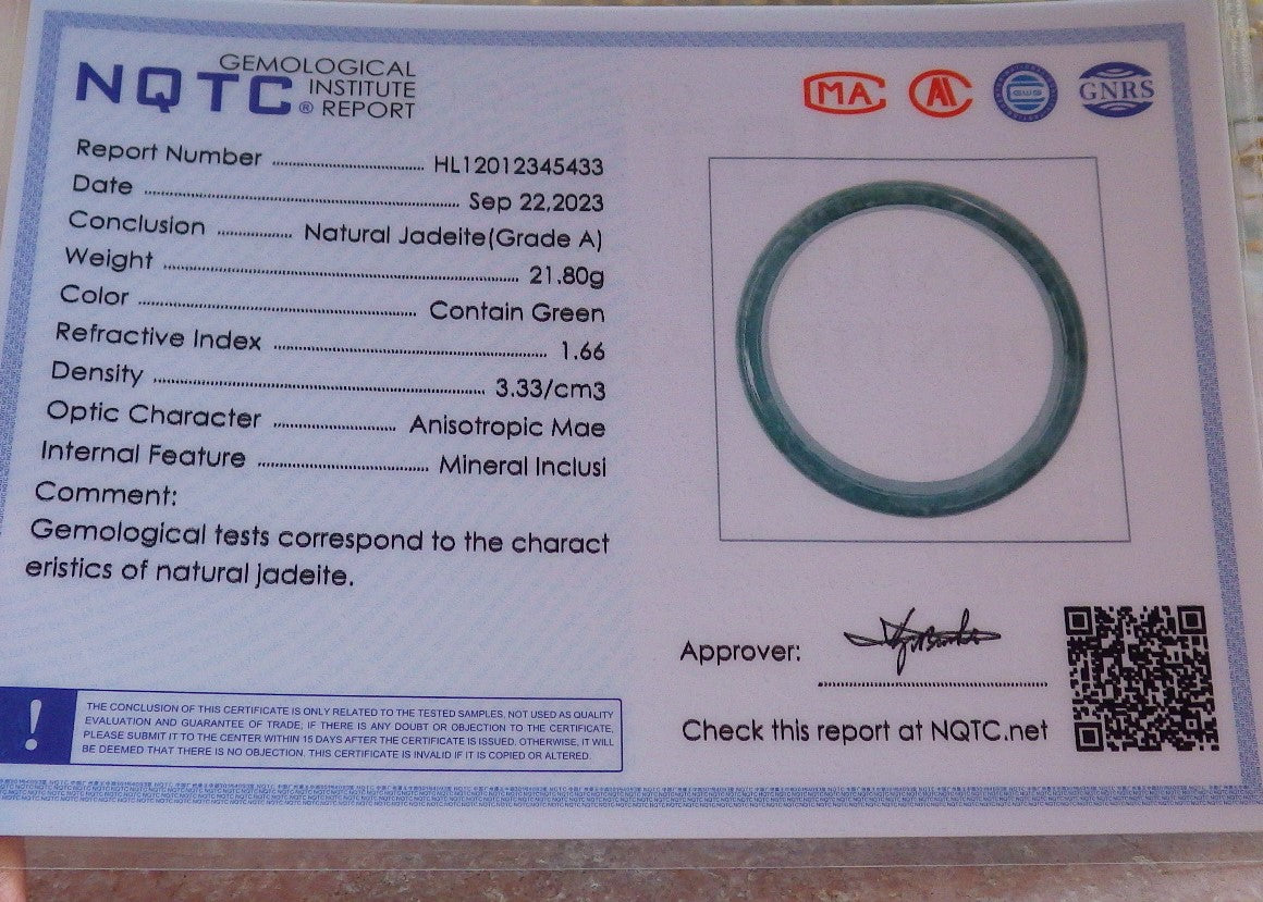 Certified Icy Green Burma 100% Natural A JADE Jadeite Bangle Bracelet 50 mm 手镯 642157 TN  Small Size