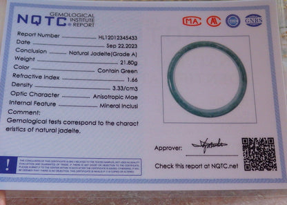 Certified Icy Green Burma 100% Natural A JADE Jadeite Bangle Bracelet 50 mm 手镯 642157 TN  Small Size