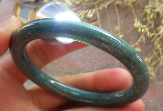 Certified Green Burma 100% Natural A JADE Jadeite Circle Bangle Bracelet 59 mm 手镯 642175  TN