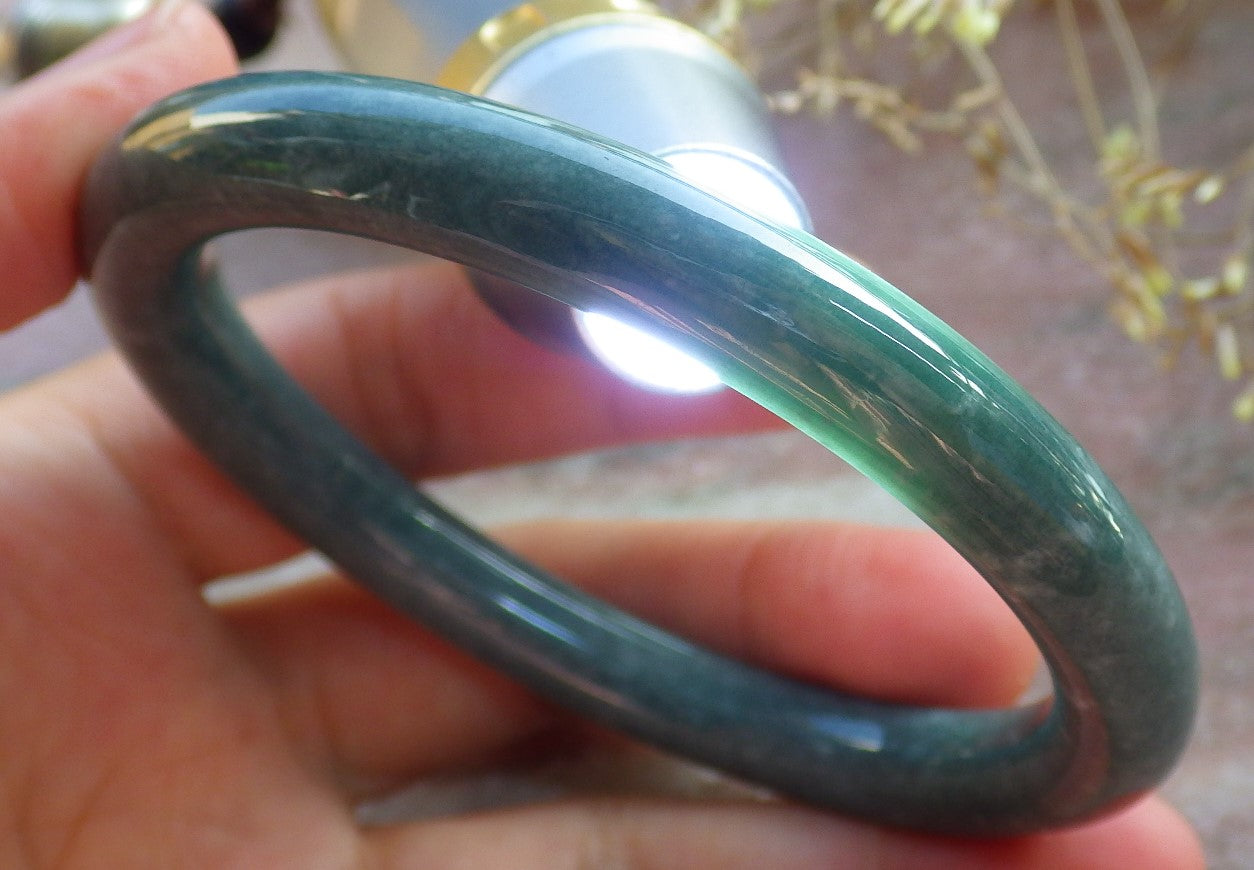 Certified Green Burma 100% Natural A JADE Jadeite Circle Bangle Bracelet 59 mm 手镯 642175  TN