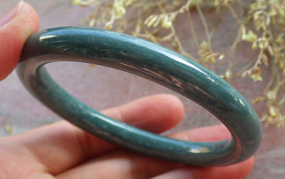 Certified Green Burma 100% Natural A JADE Jadeite Circle Bangle Bracelet 59 mm 手镯 642175  TN