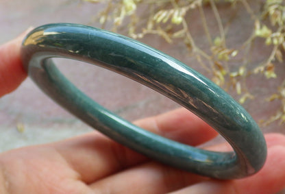 Certified Green Burma 100% Natural A JADE Jadeite Circle Bangle Bracelet 59 mm 手镯 642175  TN