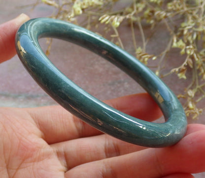 Certified Green Burma 100% Natural A JADE Jadeite Circle Bangle Bracelet 59 mm 手镯 642175  TN