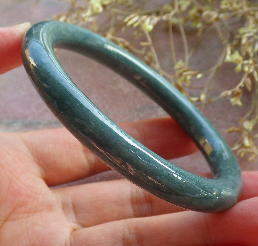 Certified Green Burma 100% Natural A JADE Jadeite Circle Bangle Bracelet 59 mm 手镯 642175  TN