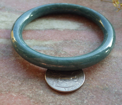 Certified Green Burma 100% Natural A JADE Jadeite Circle Bangle Bracelet 59 mm 手镯 642175  TN