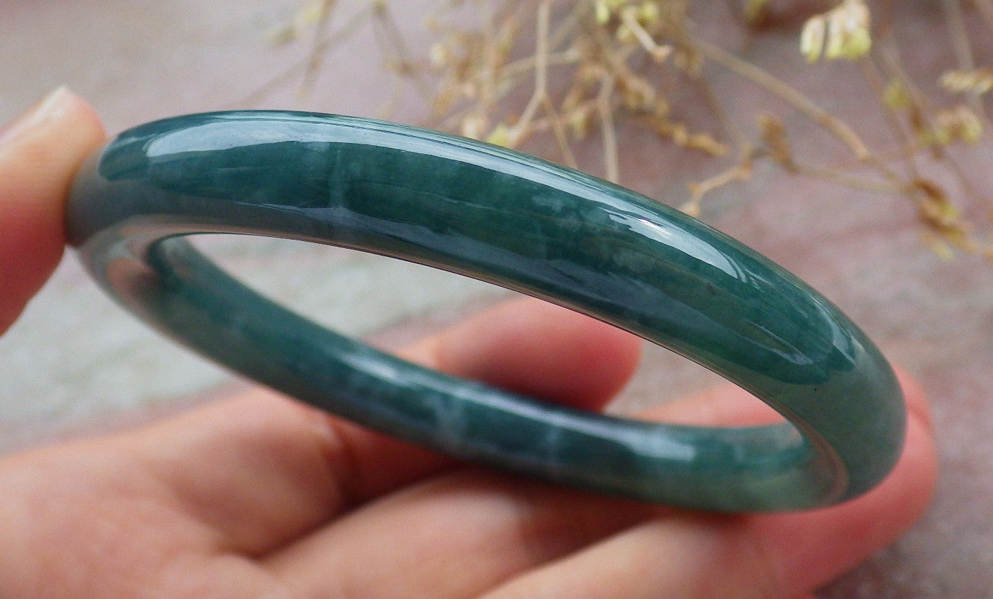 Certified Icy Green Burma 100% Natural A JADE Jadeite Circle Bangle Bracelet 55 mm 手镯 642302  TN