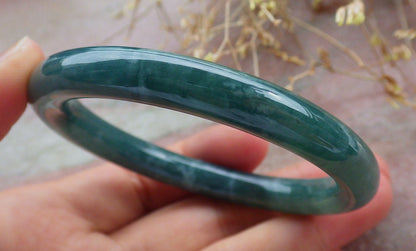 Certified Icy Green Burma 100% Natural A JADE Jadeite Circle Bangle Bracelet 55 mm 手镯 642302  TN