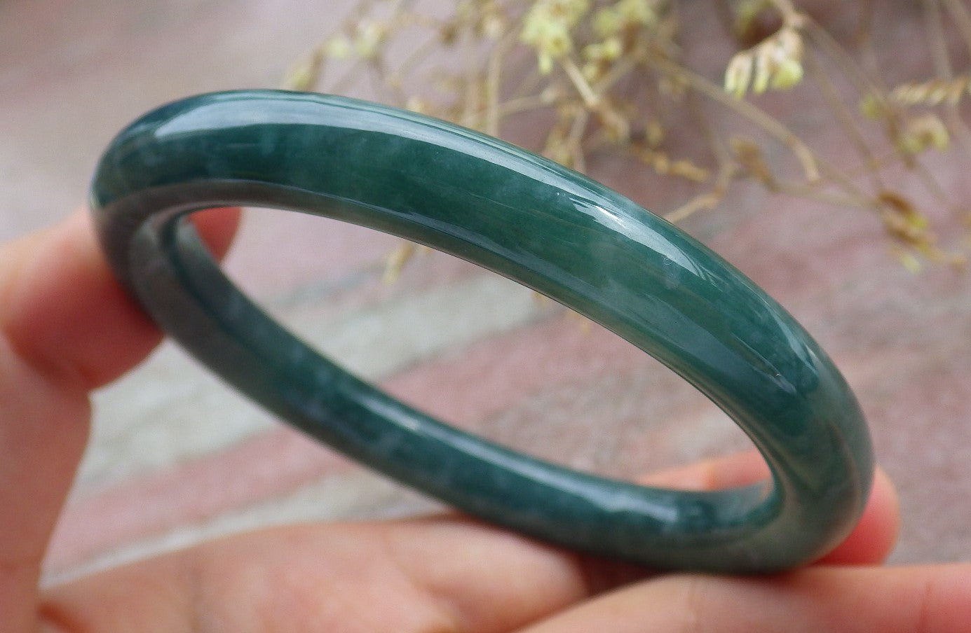 Certified Icy Green Burma 100% Natural A JADE Jadeite Circle Bangle Bracelet 55 mm 手镯 642302  TN
