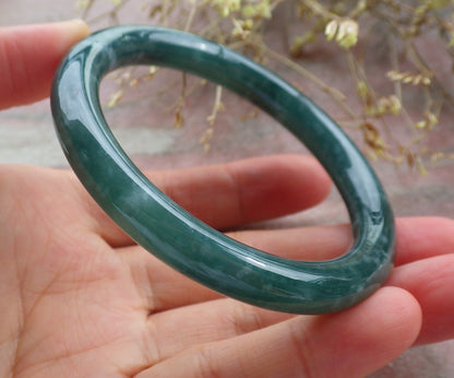 Certified Icy Green Burma 100% Natural A JADE Jadeite Circle Bangle Bracelet 55 mm 手镯 642302  TN