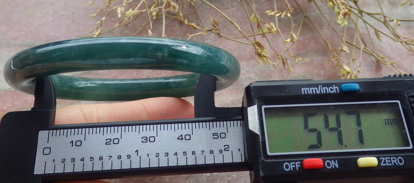 Certified Icy Green Burma 100% Natural A JADE Jadeite Circle Bangle Bracelet 55 mm 手镯 642302  TN