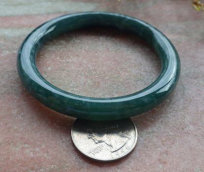 Certified Icy Green Burma 100% Natural A JADE Jadeite Circle Bangle Bracelet 55 mm 手镯 642302  TN