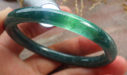 Certified Icy Green Burma 100% Natural A JADE Jadeite Circle Bangle Bracelet 54 mm 手镯 642313  TN