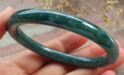 Certified Icy Green Burma 100% Natural A JADE Jadeite Circle Bangle Bracelet 54 mm 手镯 642313  TN