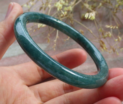 Certified Icy Green Burma 100% Natural A JADE Jadeite Circle Bangle Bracelet 54 mm 手镯 642313  TN