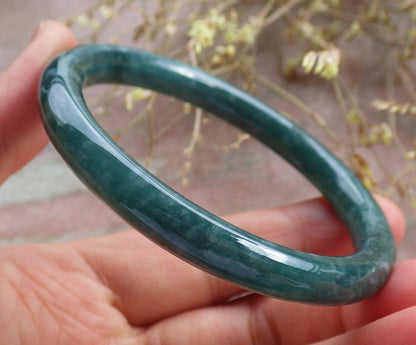 Certified Icy Green Burma 100% Natural A JADE Jadeite Circle Bangle Bracelet 54 mm 手镯 642313  TN