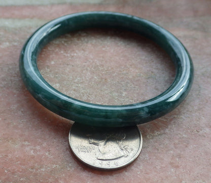 Certified Icy Green Burma 100% Natural A JADE Jadeite Circle Bangle Bracelet 54 mm 手镯 642313  TN