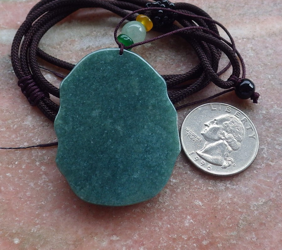 Certified Green Burma 100% Natural A Jade jadeite pendant Virgin Mary Necklace 圣母 642354  TN