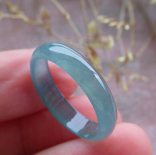 Certified Icy Green Burma 100% Natural A JADE Jadeite Circle RING USA. 8 戒指 642389  TN
