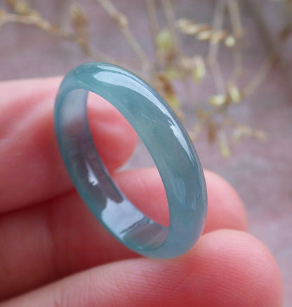 Certified Icy Green Burma 100% Natural A JADE Jadeite Circle RING USA. 8 戒指 642389  TN