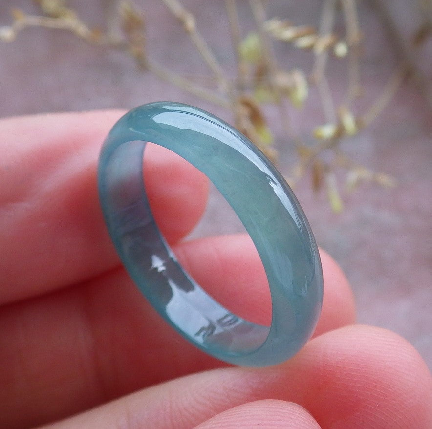 Certified Icy Green Burma 100% Natural A JADE Jadeite Circle RING USA. 8 戒指 642389  TN