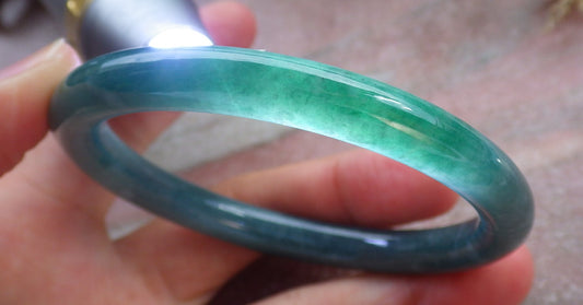 Certified Icy Green Burma 100% Natural A JADE Jadeite Circle Bangle Bracelet 58 mm 手镯 642457  TN