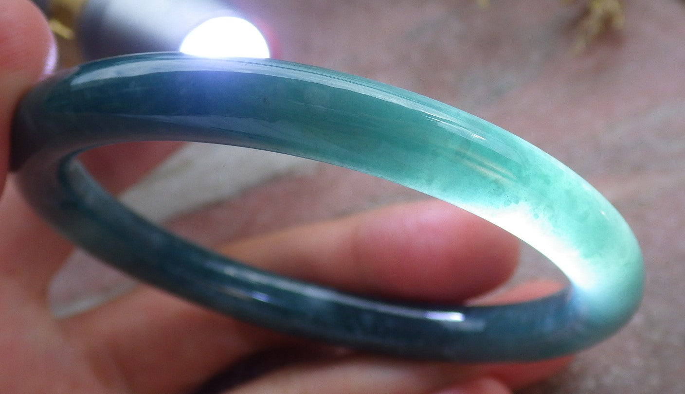 Certified Icy Green Burma 100% Natural A JADE Jadeite Circle Bangle Bracelet 58 mm 手镯 642457  TN