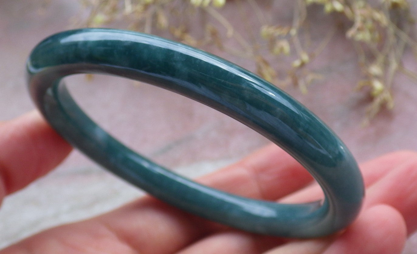 Certified Icy Green Burma 100% Natural A JADE Jadeite Circle Bangle Bracelet 58 mm 手镯 642457  TN