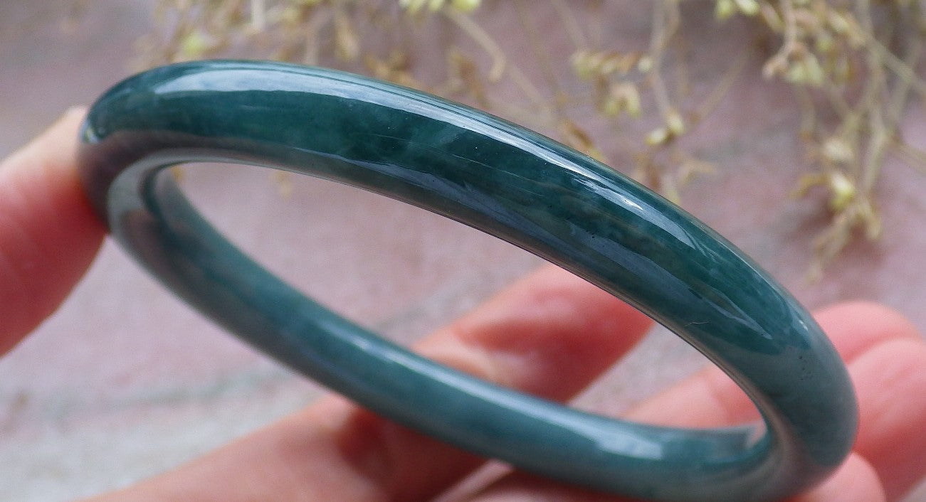 Certified Icy Green Burma 100% Natural A JADE Jadeite Circle Bangle Bracelet 58 mm 手镯 642457  TN
