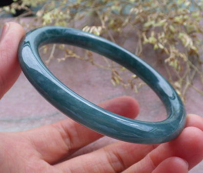 Certified Icy Green Burma 100% Natural A JADE Jadeite Circle Bangle Bracelet 58 mm 手镯 642457  TN