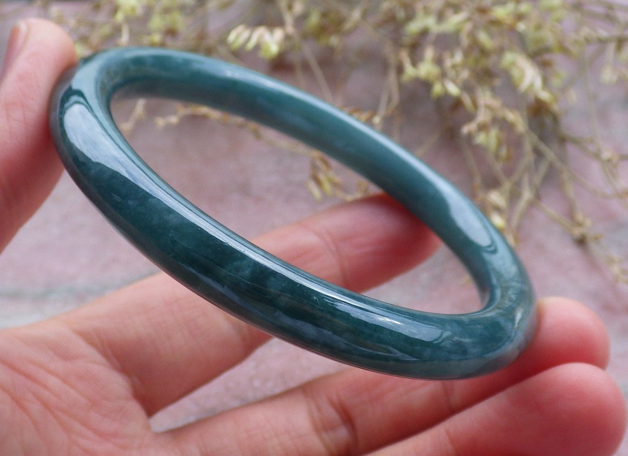 Certified Icy Green Burma 100% Natural A JADE Jadeite Circle Bangle Bracelet 58 mm 手镯 642457  TN