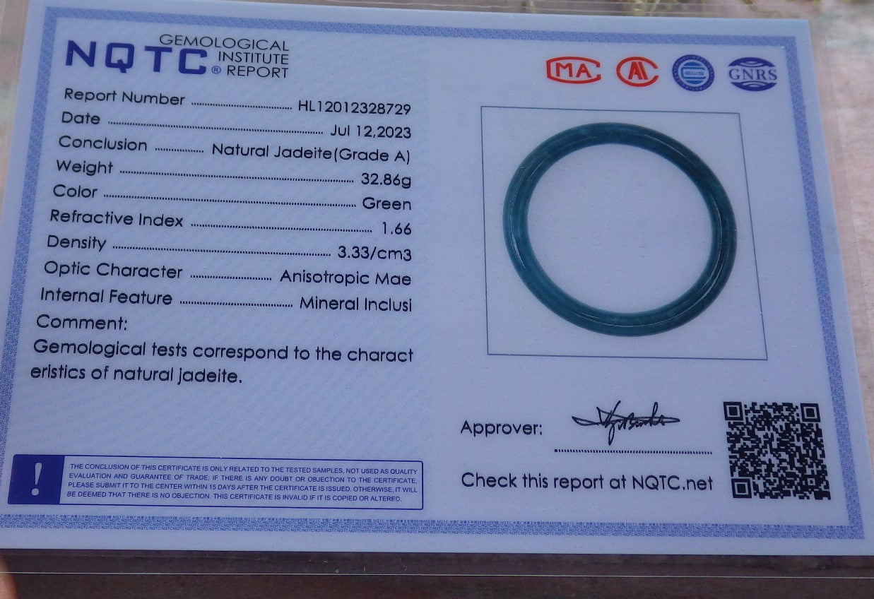 Certified Icy Green Burma 100% Natural A JADE Jadeite Circle Bangle Bracelet 58 mm 手镯 642457  TN