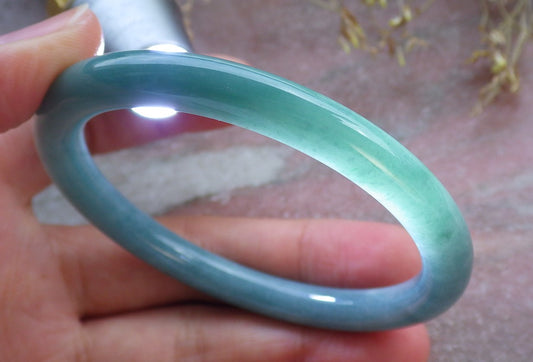 Certified Icy Green Burma 100% Natural A JADE Jadeite Circle Bangle Bracelet 55 mm 手镯 642477  TN