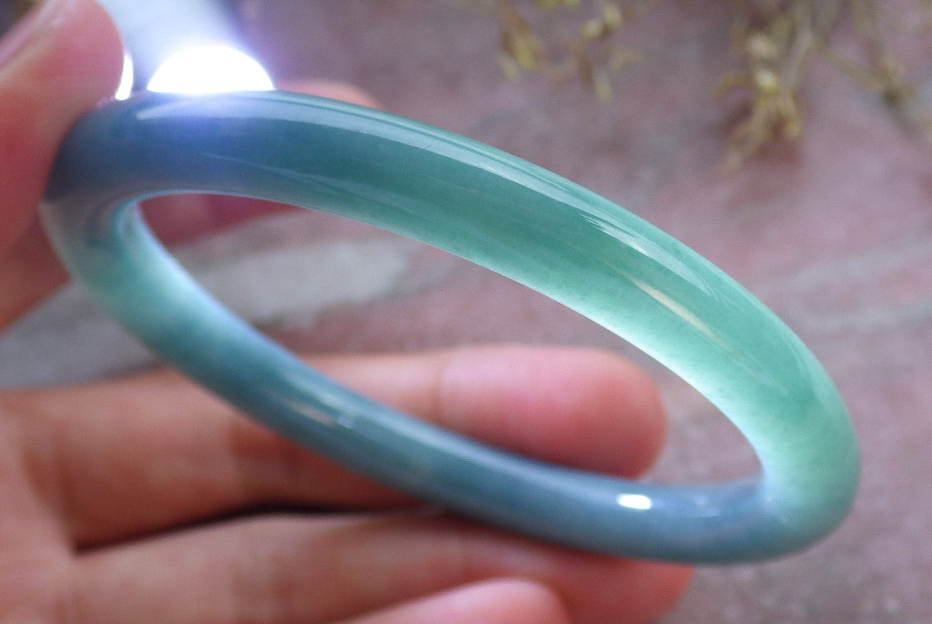Certified Icy Green Burma 100% Natural A JADE Jadeite Circle Bangle Bracelet 55 mm 手镯 642477  TN