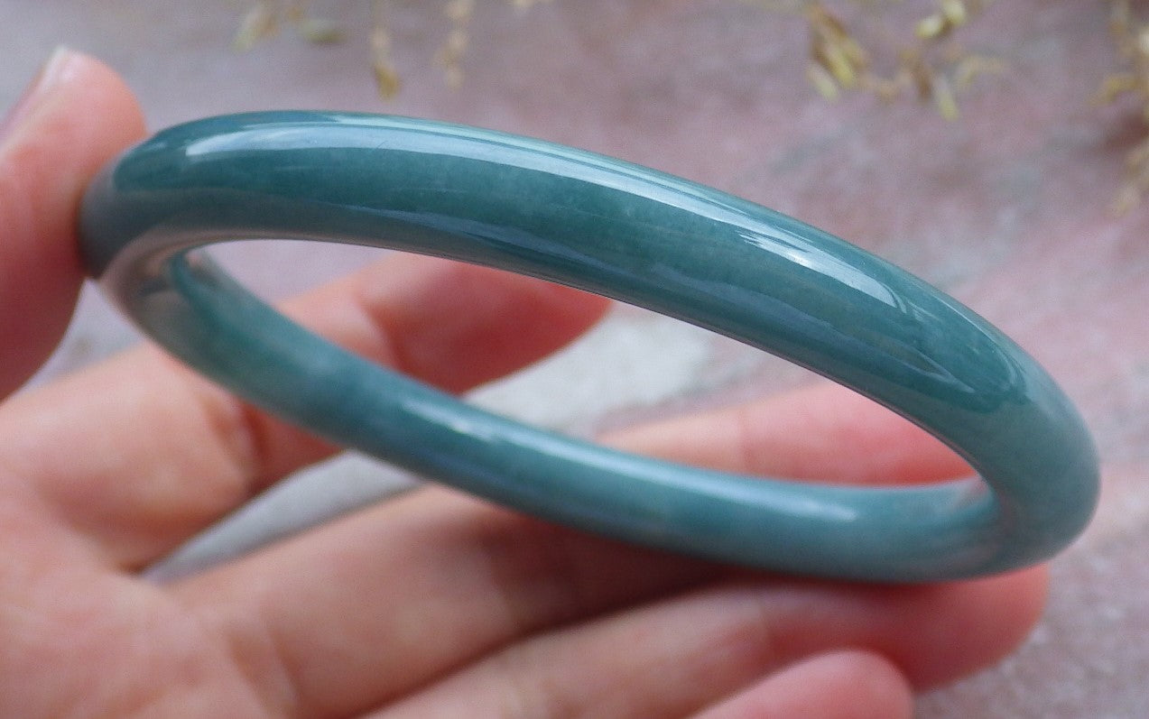 Certified Icy Green Burma 100% Natural A JADE Jadeite Circle Bangle Bracelet 55 mm 手镯 642477  TN