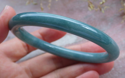 Certified Icy Green Burma 100% Natural A JADE Jadeite Circle Bangle Bracelet 55 mm 手镯 642477  TN