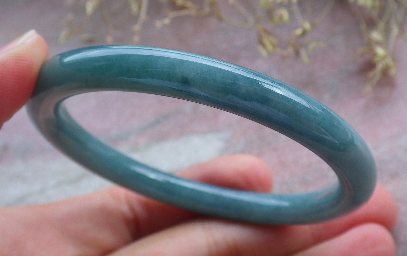 Certified Icy Green Burma 100% Natural A JADE Jadeite Circle Bangle Bracelet 55 mm 手镯 642477  TN