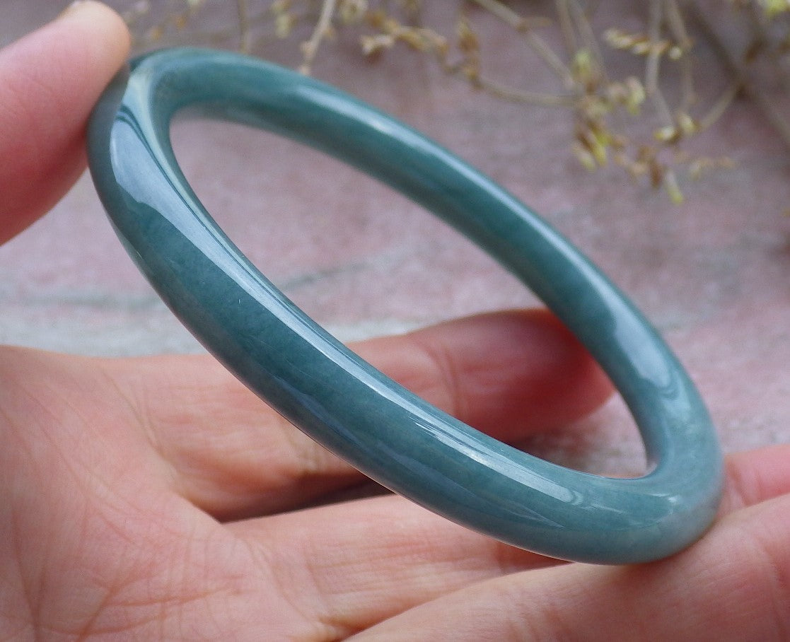 Certified Icy Green Burma 100% Natural A JADE Jadeite Circle Bangle Bracelet 55 mm 手镯 642477  TN