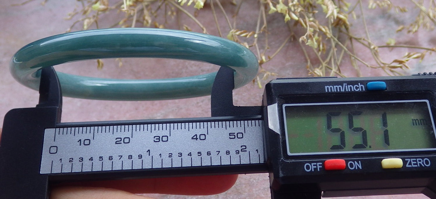 Certified Icy Green Burma 100% Natural A JADE Jadeite Circle Bangle Bracelet 55 mm 手镯 642477  TN