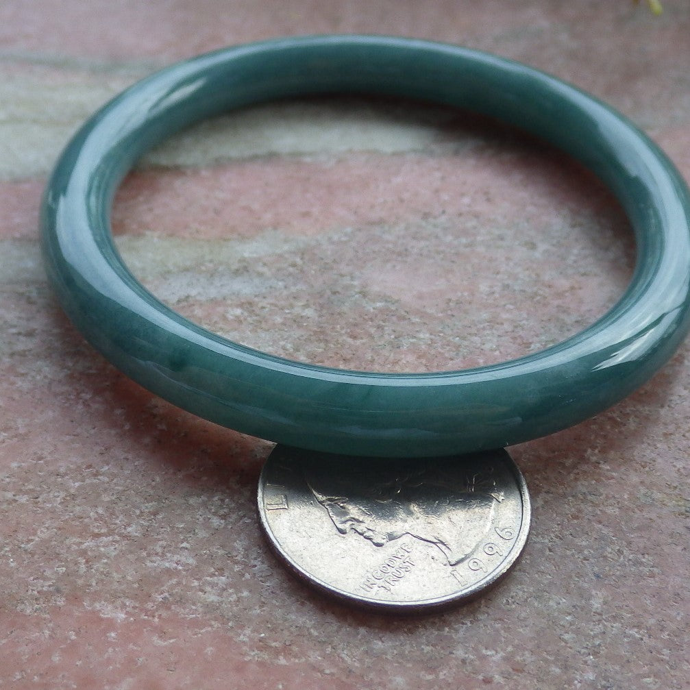 Certified Icy Green Burma 100% Natural A JADE Jadeite Circle Bangle Bracelet 55 mm 手镯 642477  TN