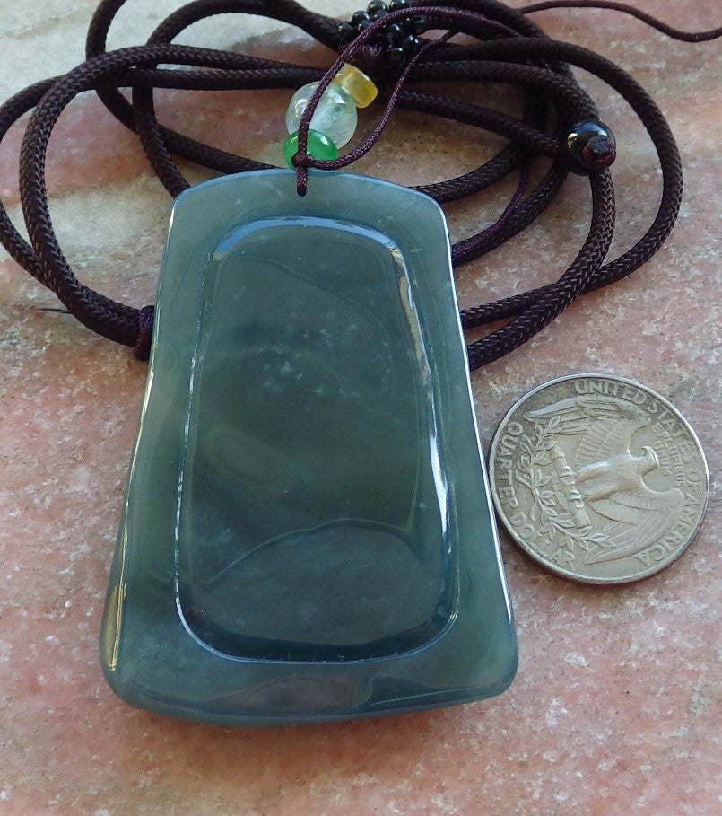 Certified Icy Green Burma 100% Natural A Jade jadeite Pendant Guanyin Kwan Yin Dragon Necklace 观音 642590  TN