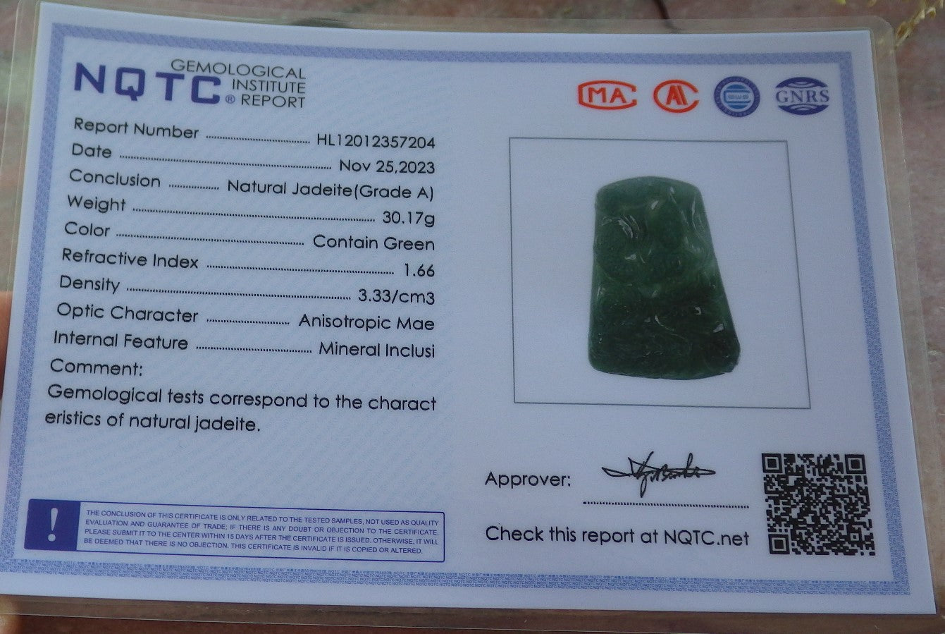 Certified Icy Green Burma 100% Natural A Jade jadeite Pendant Guanyin Kwan Yin Dragon Necklace 观音 642590  TN