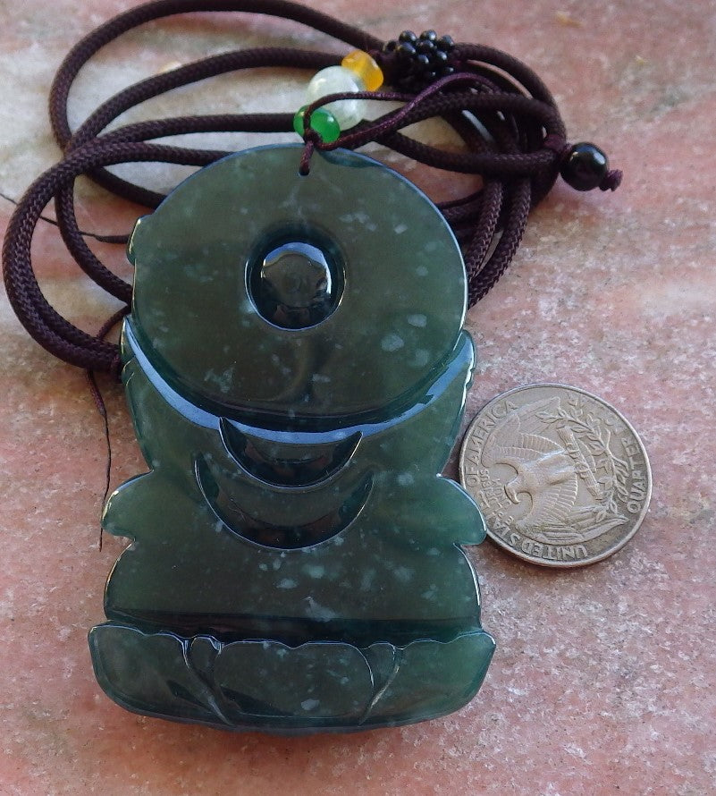 Certified Icy Blue Water Green Burma 100% Natural A Jade jadeite Pendant Guanyin Kwan Yin Lotus Flower Necklace 观音 632612  TN