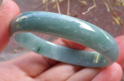 Certified Icy Green Burma 100% Natural A JADE Jadeite Bangle Bracelet 49 mm 手镯 642734 Small Size  TN